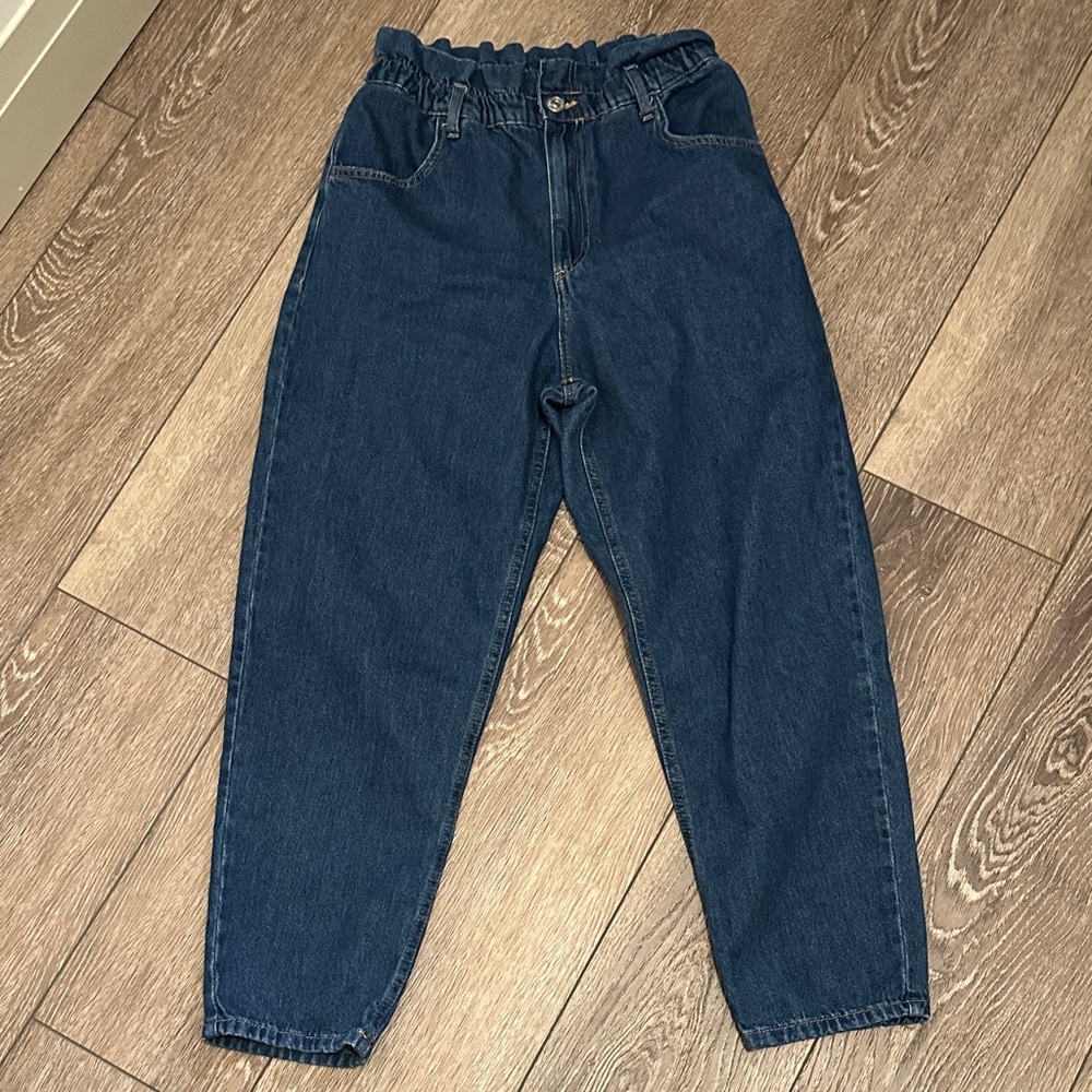 Zara Paperbag Stylish Blue Denim Jeans High Waist